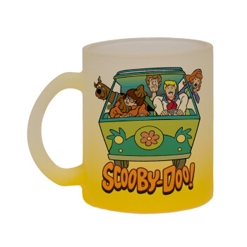 Scooby Doo car, Κούπα γυάλινη δίχρωμη με βάση το κίτρινο ματ, 330ml