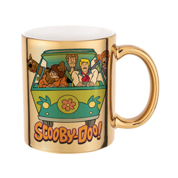 Scooby Doo car, Κούπα κεραμική, χρυσή καθρέπτης, 330ml