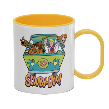 Scooby Doo car, Κούπα (πλαστική) (BPA-FREE) Polymer Κίτρινη για παιδιά, 330ml