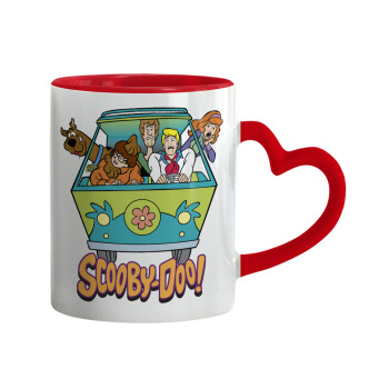 Scooby Doo car, Mug heart red handle, ceramic, 330ml