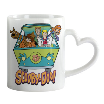 Scooby Doo car, Κούπα καρδιά χερούλι λευκή, κεραμική, 330ml