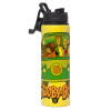 Metallic water bottle with safety lid, 850ml aluminum