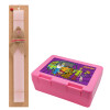 Easter Set, children's snack container PINK & scented flat Easter candle (30cm) (PINK)