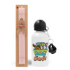 Easter Set, metallic aluminum bottle (500ml) & aromatic flat Easter candle (30cm) (PINK)