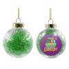 Transparent Christmas tree ball ornament with green filling 8cm