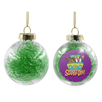 Scooby Doo car, Χριστουγεννιάτικη μπάλα δένδρου διάφανη με πράσινο γέμισμα 8cm