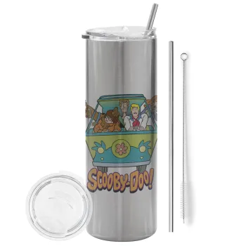 Scooby Doo car, Tumbler stainless steel Silver 600ml, with metal straw & cleaning brush