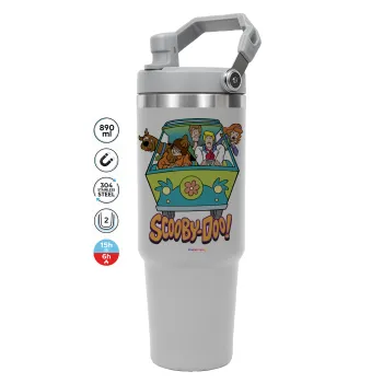 Scooby Doo car, ΓΚΡΙ χρώματος Θερμός Ανοξείδωτο 890ml (30oz) με χερούλι