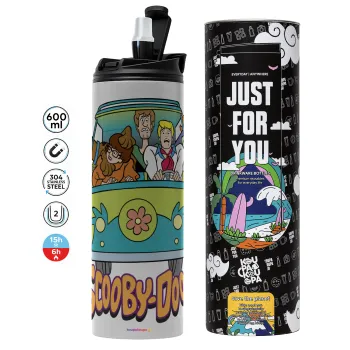 Scooby Doo car, Tumbler ποτήρι θερμό ΓΚΡΙ από ανοξείδωτο ατσάλι 600ml