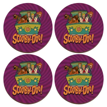 Scooby Doo car, ΣΕΤ x4 Σουβέρ ξύλινα στρογγυλά plywood (9cm)