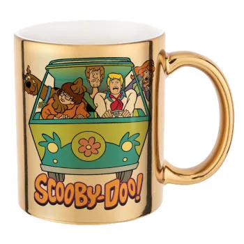 Scooby Doo car, Κούπα κεραμική, χρυσή καθρέπτης, 330ml