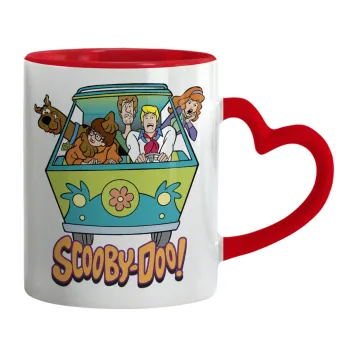 Scooby Doo car, Κούπα καρδιά χερούλι κόκκινη, κεραμική, 330ml