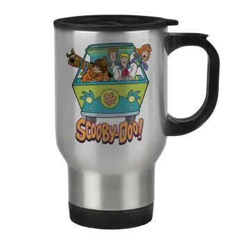 Scooby Doo car, Stainless steel travel mug with lid, double wall 450ml