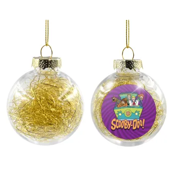 Scooby Doo car, Transparent Christmas tree ball ornament with gold filling 8cm