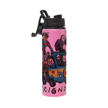 Halloween Friends Scooby Doo, Μεταλλικό παγούρι νερού με καπάκι ασφαλείας, αλουμινίου 850ml