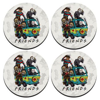 Halloween Friends Scooby Doo, ΣΕΤ 4 Σουβέρ ξύλινα στρογγυλά (9cm)