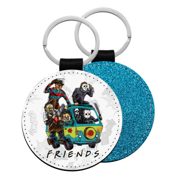 Halloween Friends Scooby Doo, Μπρελόκ Δερματίνη, στρογγυλό ΜΠΛΕ (5cm)