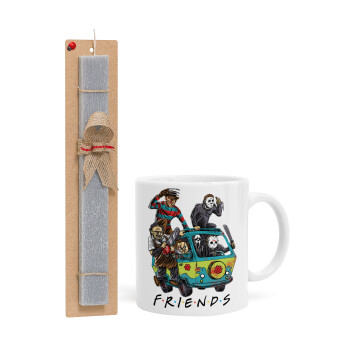 Halloween Friends Scooby Doo, Easter Set, Ceramic Cup (330ml) & Easter aromatic flat candle (30cm) (GRAY)