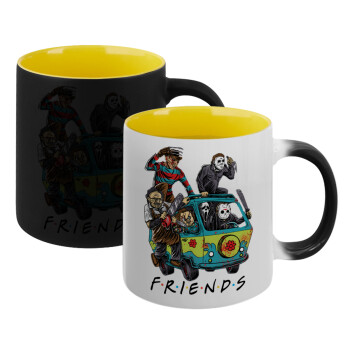 Halloween Friends Scooby Doo, Κούπα Μαγική εσωτερικό κίτρινη, κεραμική 330ml που αλλάζει χρώμα με το ζεστό ρόφημα