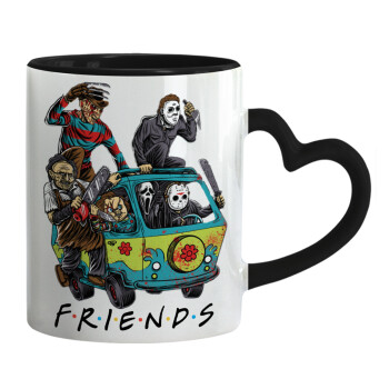 Halloween Friends Scooby Doo, Mug heart black handle, ceramic, 330ml