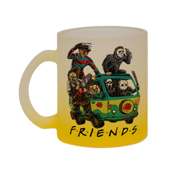 Halloween Friends Scooby Doo, Κούπα γυάλινη δίχρωμη με βάση το κίτρινο ματ, 330ml