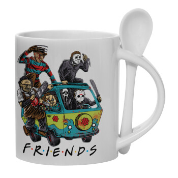 Halloween Friends Scooby Doo, Ceramic coffee mug with Spoon, 330ml (1pcs)
