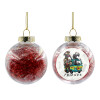 Transparent Christmas tree ball ornament with red filling 8cm