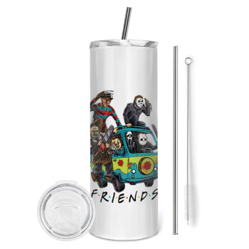 Halloween Friends Scooby Doo, Eco friendly stainless steel tumbler 600ml, with metal straw & cleaning brush