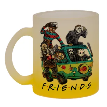 Halloween Friends Scooby Doo, Κούπα γυάλινη δίχρωμη με βάση το κίτρινο ματ, 330ml