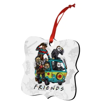 Halloween Friends Scooby Doo, Christmas ornament polygon wooden 7.5cm