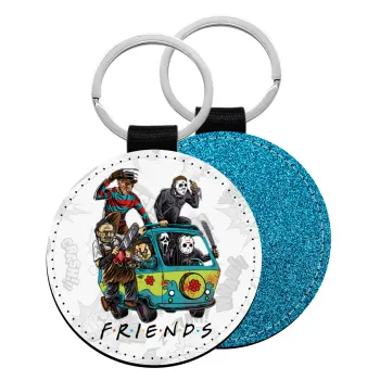 Halloween Friends Scooby Doo, Μπρελόκ Δερματίνη, στρογγυλό ΜΠΛΕ (5cm)