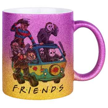 Halloween Friends Scooby Doo, Κούπα Χρυσή/Ροζ Glitter, κεραμική, 330ml