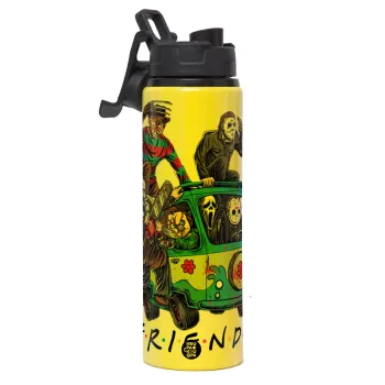 Halloween Friends Scooby Doo, Μεταλλικό παγούρι νερού με καπάκι ασφαλείας, αλουμινίου 850ml