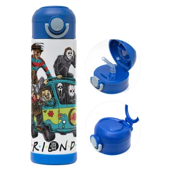 Halloween Friends Scooby Doo, Παιδικό παγούρι θερμό, ανοξείδωτο, με καλαμάκι ασφαλείας, ΜΠΛΕ (500ml)