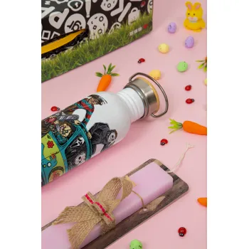 Halloween Friends Scooby Doo, Πασχαλινή Λαμπάδα με παγούρι μεταλλικό (620ml, stainless steel) & κερί αρωματικό πλακέ (30cm) (ΡΟΖ)