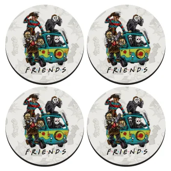 Halloween Friends Scooby Doo, ΣΕΤ 4 Σουβέρ ξύλινα στρογγυλά (9cm)