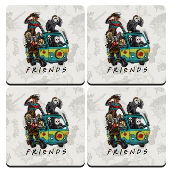 Halloween Friends Scooby Doo, ΣΕΤ 4 Σουβέρ ξύλινα τετράγωνα (9cm)