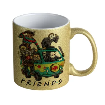 Halloween Friends Scooby Doo, Κούπα Χρυσή Glitter που γυαλίζει, κεραμική, 330ml