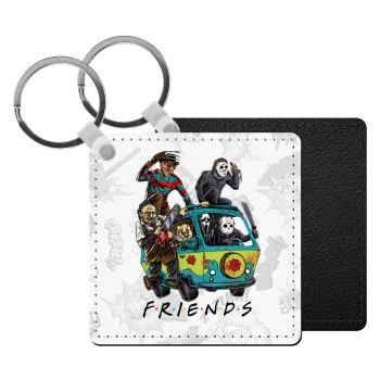 Halloween Friends Scooby Doo, Μπρελόκ Δερματίνη, τετράγωνο ΜΑΥΡΟ (5x5cm)