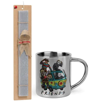 Halloween Friends Scooby Doo, Easter Set, metallic thermal cup (300ml) & Easter aromatic flat candle (30cm) (GRAY)