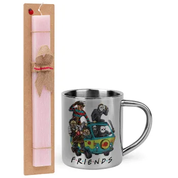 Halloween Friends Scooby Doo, Easter Set, metallic thermal cup (300ml) & aromatic flat Easter candle (30cm) (PINK)