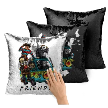 Halloween Friends Scooby Doo, Μαξιλάρι καναπέ Μαγικό Μαύρο με πούλιες 40x40cm περιέχεται το γέμισμα