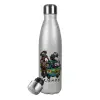 Μεταλλικό παγούρι θερμός Glitter Aσημένιο (Stainless steel), διπλού τοιχώματος, 500ml