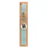 Easter Set, wooden keychain & aromatic flat Easter candle (30cm) (TURQUOISE)