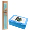 Easter Set, children's snack container BLUE & Easter aromatic flat candle (30cm) (TURQUOISE)