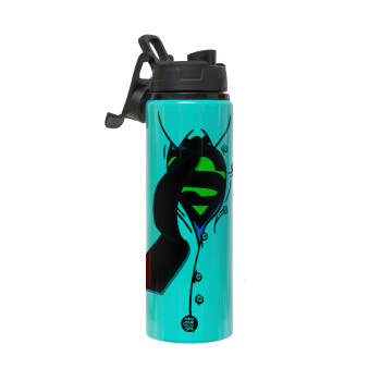 SuperDad, Metallic water bottle with safety lid, 850ml aluminum