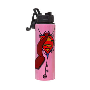 SuperDad, Μεταλλικό παγούρι νερού με καπάκι ασφαλείας, αλουμινίου 850ml