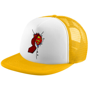 SuperDad, Καπέλο Soft Trucker με Δίχτυ Κίτρινο/White 
