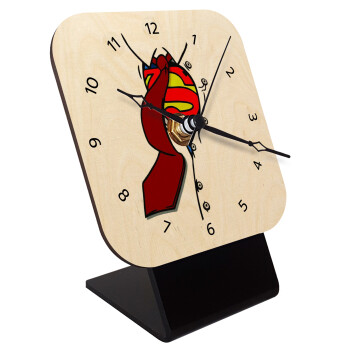 SuperDad, Επιτραπέζιο ρολόι σε φυσικό ξύλο (10cm)