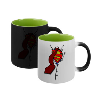 SuperDad, Κούπα Μαγική εσωτερικό πράσινο, κεραμική 330ml που αλλάζει χρώμα με το ζεστό ρόφημα